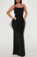 Black Sexy Solid Backless Spaghetti Strap Long Dress Dresses