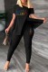 Colour Casual Print Patchwork Slit Oblique Collar Long Sleeve Two Pieces