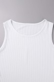 Pink Casual Solid Basic O Neck Sleeveless Two Pieces