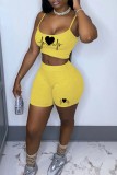 Light Blue Sexy Casual Print Backless Spaghetti Strap Sleeveless Two Pieces