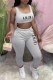 Grey Street Print Letter U Neck Sleeveless Two Pieces
