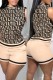 Khaki Casual Print Basic Half A Turtleneck Sleeveless Two Pieces