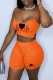 Orange Sexy Casual Print Backless Spaghetti Strap Sleeveless Two Pieces