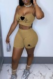 Light Blue Sexy Casual Print Backless Spaghetti Strap Sleeveless Two Pieces
