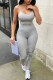Grey Sexy Casual Solid Backless Spaghetti Strap Skinny Jumpsuits
