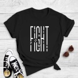 White Casual Letter Print Basic O Neck T-Shirts