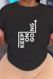 White Casual Letter Print Cosplay O Neck T-Shirts