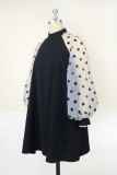 Black Casual Dot Patchwork O Neck A Line Dresses