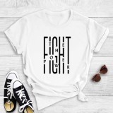 White Casual Letter Print Basic O Neck T-Shirts