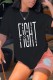 Black Casual Letter Print Basic O Neck T-Shirts