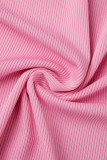 Pink Sexy Solid Patchwork Spaghetti Strap One Step Skirt Dresses