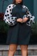 Black Casual Dot Patchwork O Neck A Line Dresses