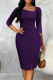 Purple Elegant Solid Patchwork Asymmetrical Collar One Step Skirt Dresses