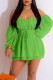 Green Elegant Solid Patchwork Off the Shoulder Straight Rompers