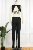 Blue Sexy Solid Backless V Neck Skinny Jumpsuits
