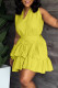 Yellow Casual Sweet Solid Patchwork Flounce With Belt Asymmetrical V Neck A Line Dresses