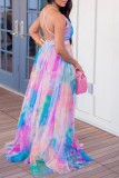 Colour Sexy Solid Backless V Neck Long Dress Dresses