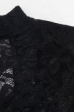 White Sexy Solid Patchwork See-through O Neck Short Sleeve Two Pieces