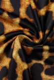 Leopard Print Casual Print Leopard Basic V Neck Short Sleeve Dress