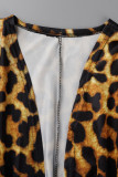 Leopard Print Casual Print Leopard Basic V Neck Short Sleeve Dress
