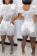 White Sexy Solid Patchwork See-through O Neck Short Sleeve Two Pieces