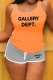 Grey Casual Print Letter U Neck Sleeveless Two Pieces