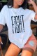 White Casual Letter Print Basic O Neck T-Shirts