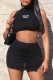 Black Street Print Letter O Neck Sleeveless Two Pieces