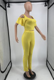Red Fashion Casual Solid Hollowed Out U Neck Short Sleeve Two Pieces