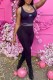 Black Street Print Letter U Neck Jumpsuits