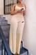 Cream White Casual Print Backless Letter Spaghetti Strap Sleeveless Two Pieces