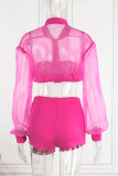 White Sexy Solid Patchwork Zipper Long Sleeve Two Pieces