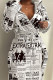White Casual Street Print Patchwork Draw String Hooded Collar Plus Size Dresses