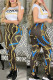 Brown Casual Print Letter O Neck Short Sleeve Two Pieces