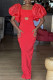 Red Sexy Solid Hollowed Out Patchwork Fold Square Collar One Step Skirt Dresses