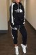 Black Casual Letter Patchwork Hooded Collar Long Sleeve Two Pieces