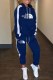 Navy Blue Casual Letter Patchwork Hooded Collar Long Sleeve Two Pieces