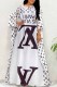 White Casual Print Letter Off the Shoulder Irregular Dress Dresses
