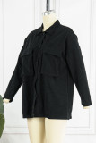 Yellow Casual Solid Patchwork Buckle Turndown Collar Tops