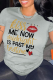 Grey Street Print Patchwork Letter O Neck T-Shirts