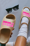 Cream White Casual Patchwork Letter Opend Comfortable Out Door Shoes