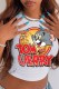 White Casual Character Print Letter O Neck T-Shirts