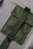 Grey Casual Solid Patchwork Pocket Half A Turtleneck Long Sleeve Two Pieces