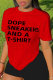 Red Casual Basis Print Patchwork Letter O Neck T-Shirts