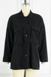 Yellow Casual Solid Patchwork Buckle Turndown Collar Tops