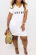 White Street Print Letter V Neck One Step Skirt Dresses