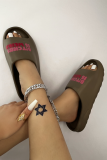 Brown Casual Patchwork Letter Opend Comfortable Out Door Shoes