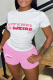 Pink Casual Print Patchwork Letter O Neck Plus Size Two Pieces