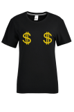 Black Casual Street Print Patchwork O Neck T-Shirts