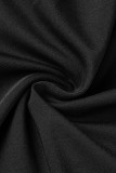 Black Sexy Solid Hollowed Out Patchwork Half A Turtleneck Skinny Jumpsuits